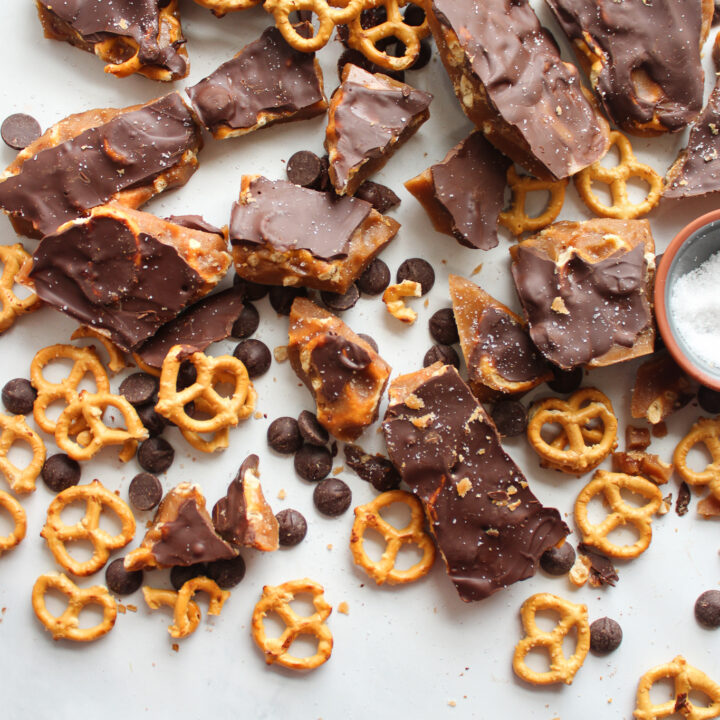 Easy Homemade Chocolate Pretzel Toffee Bark Grain Free Table