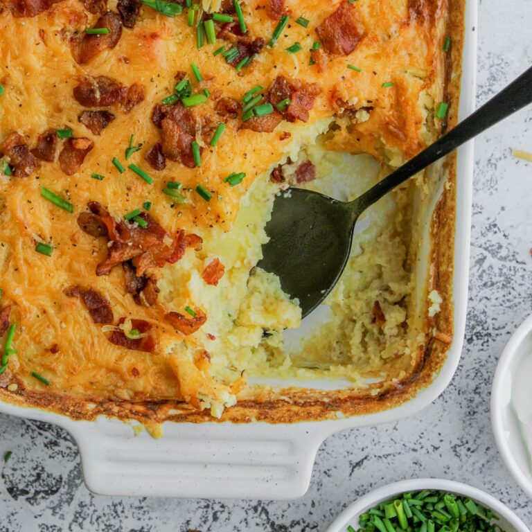 Loaded Cheesy Mashed Potato Casserole (GlutenFree) Grain Free Table